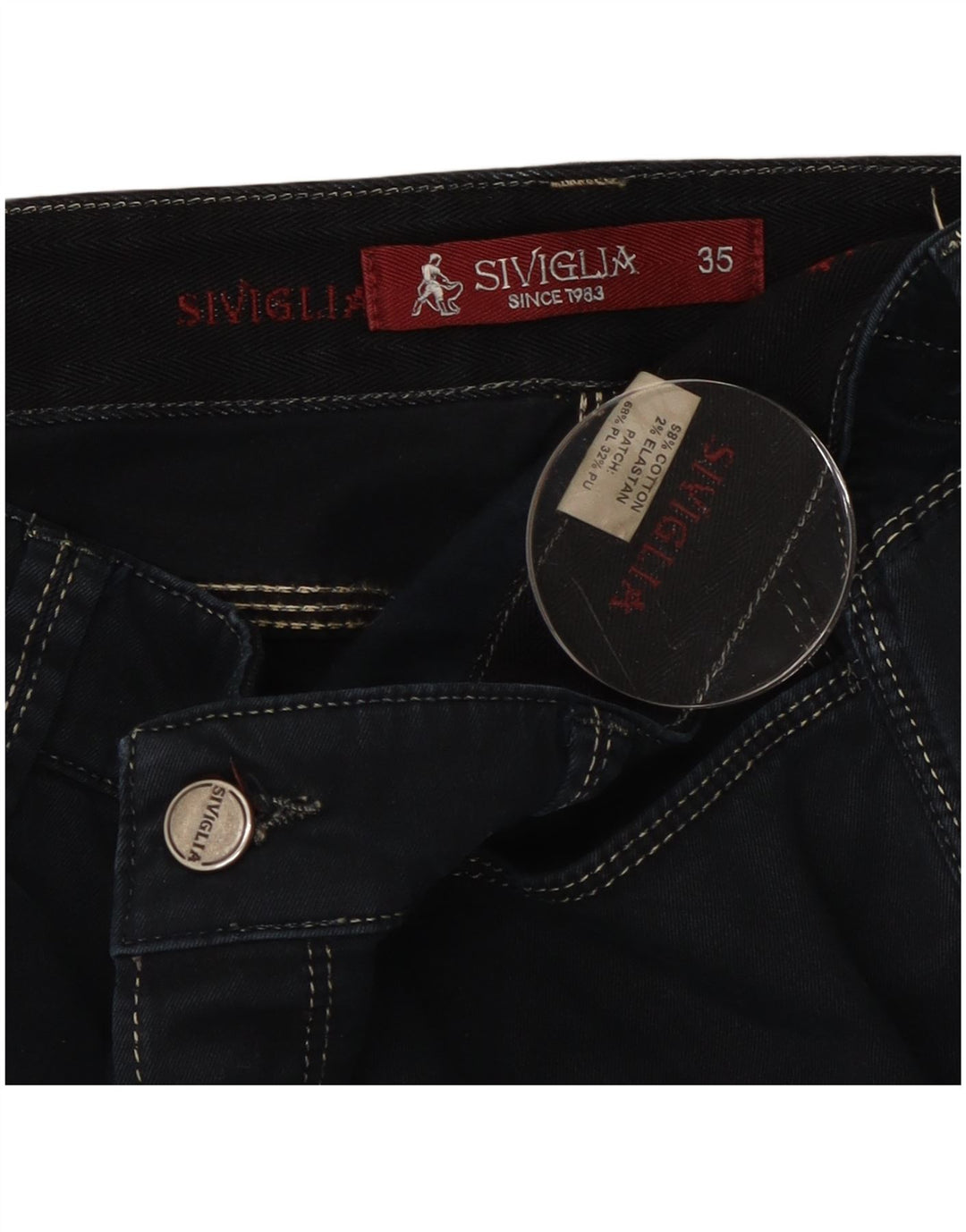 SIVIGLIA Slim-Jeans für Herren, W35, L35, schwarze Baumwolle