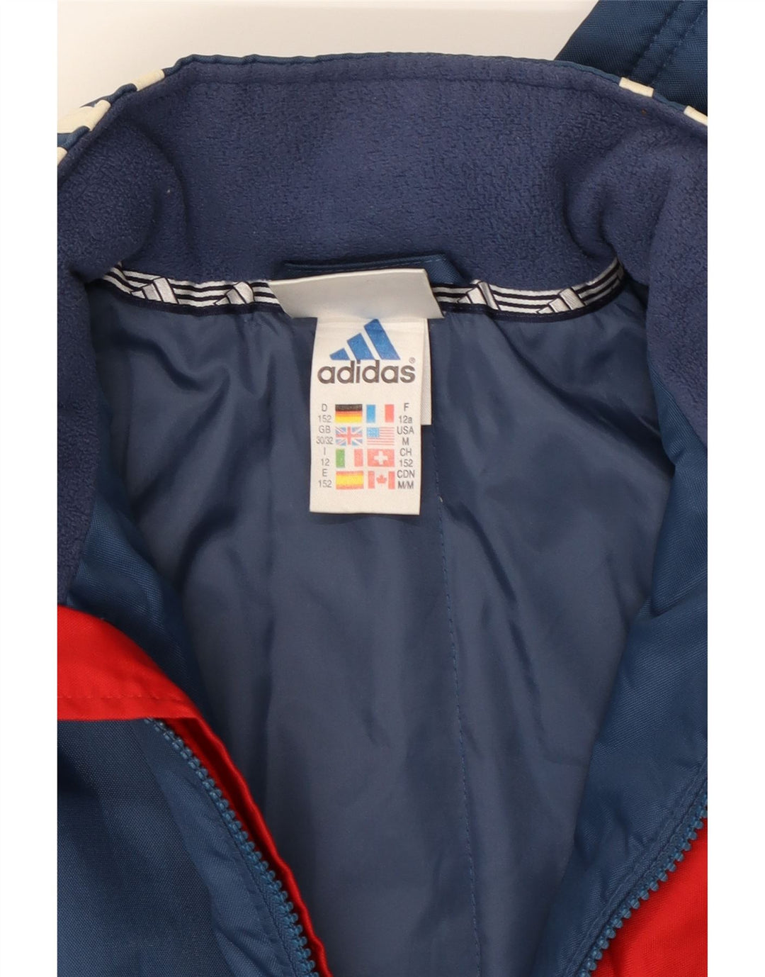 ADIDAS Boys Hooded Rain Jacket 11-12 Years Navy Blue Nylon Vintage Adidas and Second-Hand Adidas from Messina Hembry 