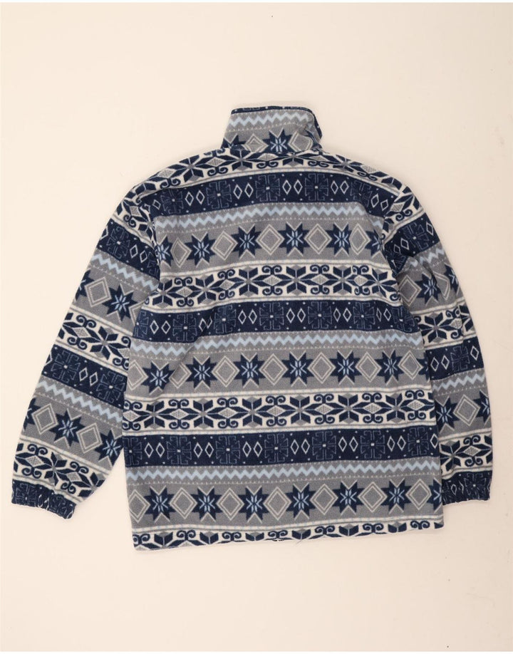 Vintage Herren Fleecejacke UK 44 2XL Marineblau Fair Isle Polyester