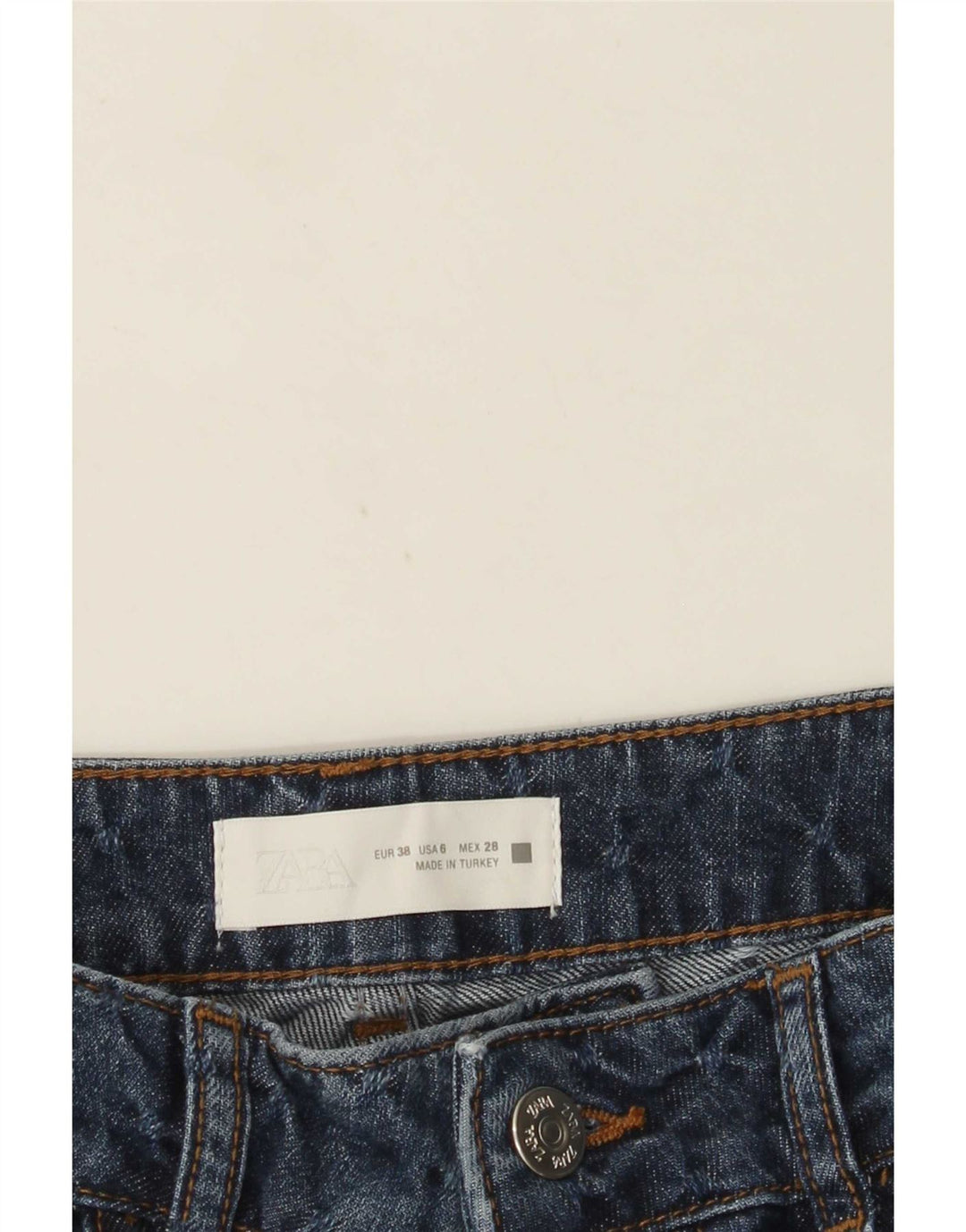 Zara Damen Straight Jeans EU 38 Small W28 L28 Blau gepunktet