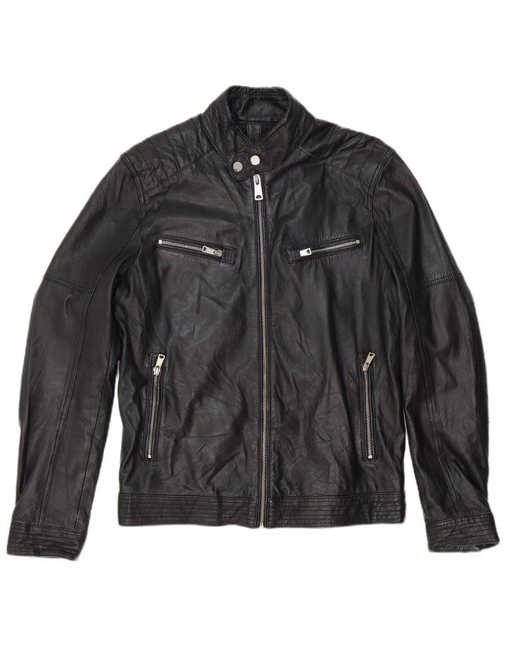 Conbipel Damen Leder Bikerjacke IT 46 Großes schwarzes Leder