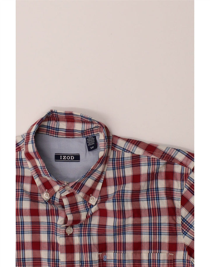 IZOD Mens Short Sleeve Shirt Small Red Check Cotton Vintage Izod and Second-Hand Izod from Messina Hembry 