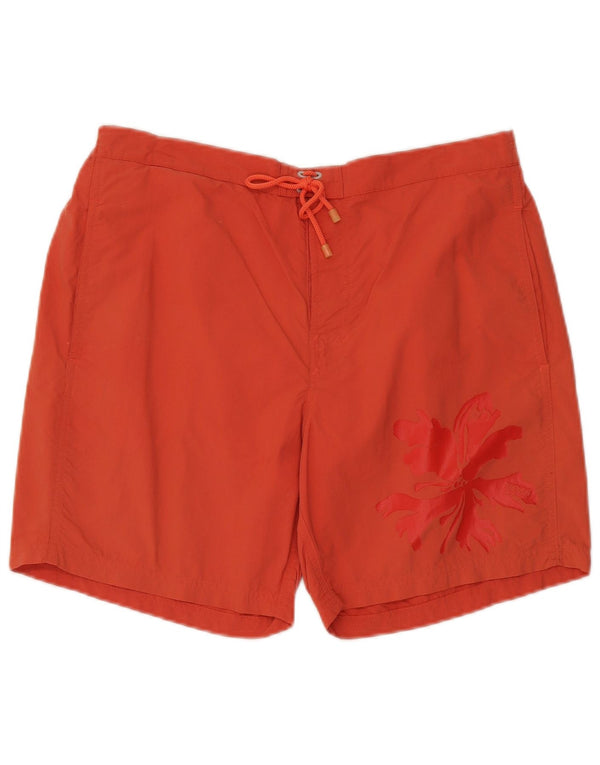 Hugo Boss Herren Badeshorts mit Grafik, groß, orange, geblümt