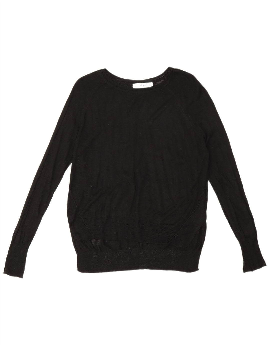 Zara Damen-Pullover mit U-Boot-Ausschnitt, Gr. 10, Größe S, schwarze Viskose