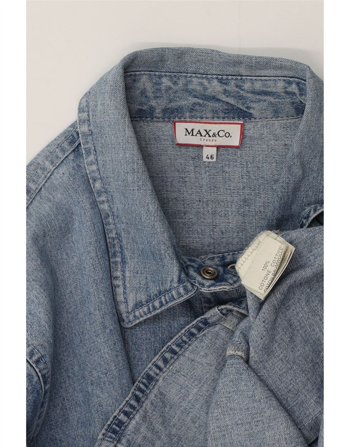 MAX & CO. Damen-Jeanshemd mit 3/4-Ärmeln, IT 46, Größe L, Blau, Baumwolle