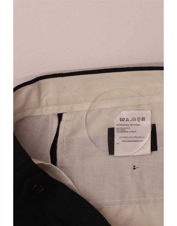Marks & Spencer Herren-Anzughose mit Pegged-Anzug, W34 L33, marineblaues Polyester