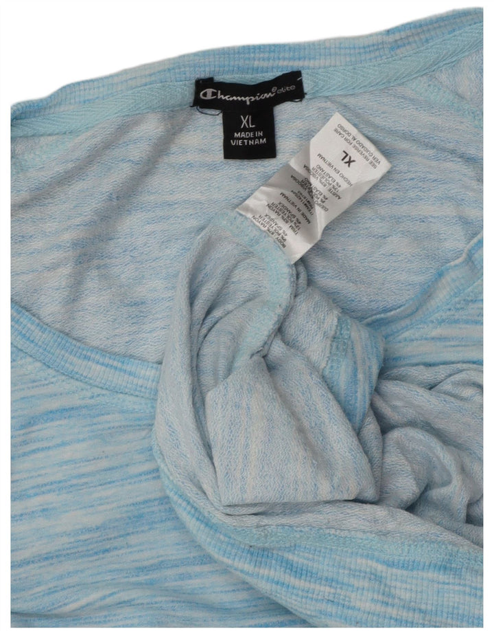 Champion Damen Top Langarm UK 18 XL Blau meliert Rayon