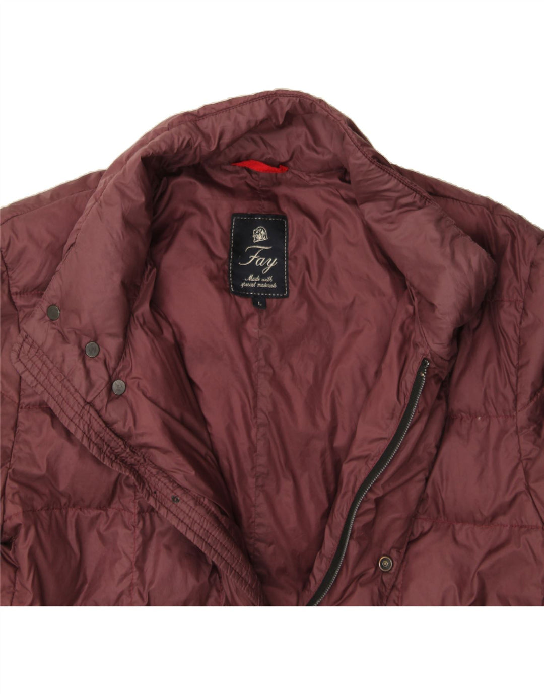 FAY Womens Padded Jacket UK 16 Large Maroon Vintage Fay and Second-Hand Fay from Messina Hembry 