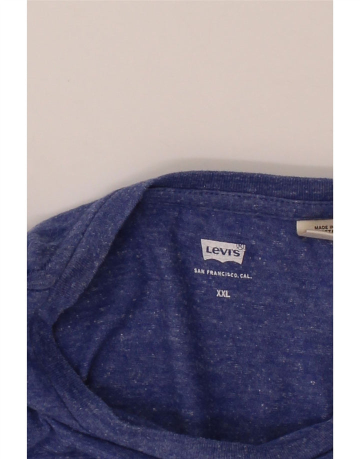 LEVI'S Mens Graphic T-Shirt Top 2XL Blue Flecked Cotton Vintage Levi's and Second-Hand Levi's from Messina Hembry 