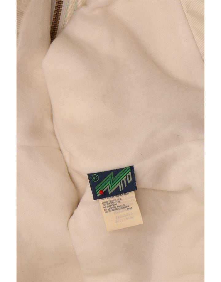 Vintage Damen-Skijacke mit Kapuze, EU 42, großes blaues Farbblock-Polyester