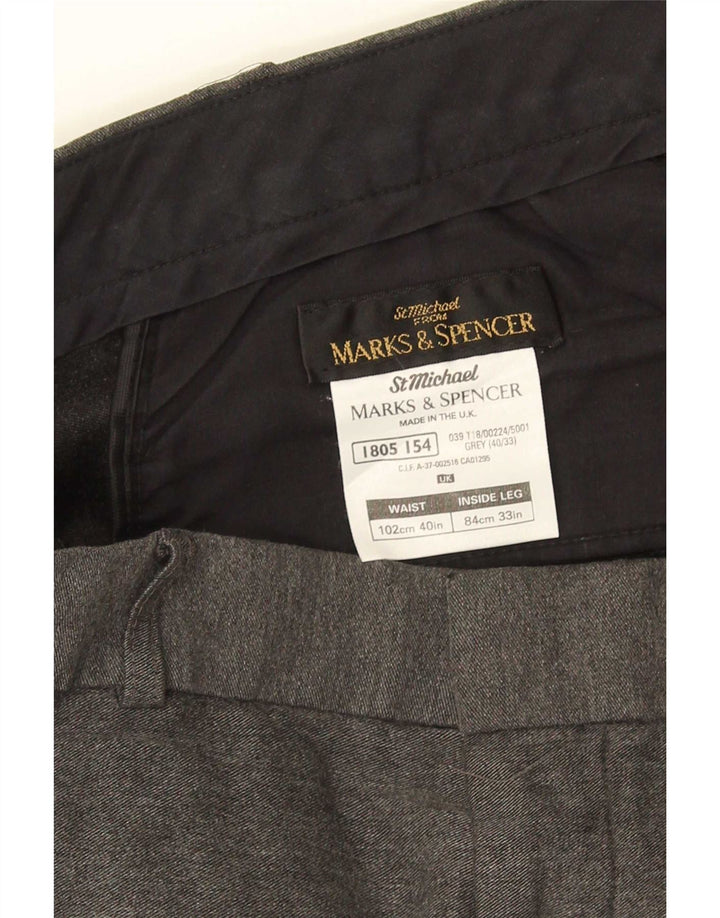 Marks & Spencer Herren-Freizeithose, gerade, W40, L33, graue Viskose