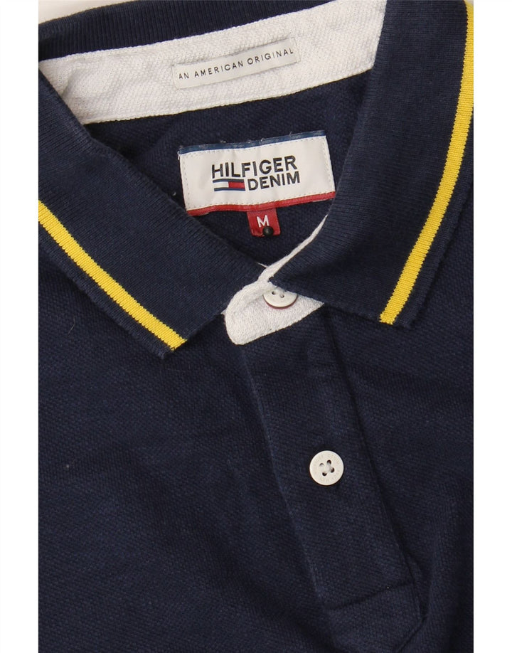 TOMMY HILFIGER Mens Graphic Polo Shirt Medium Navy Blue Vintage Tommy Hilfiger and Second-Hand Tommy Hilfiger from Messina Hembry 
