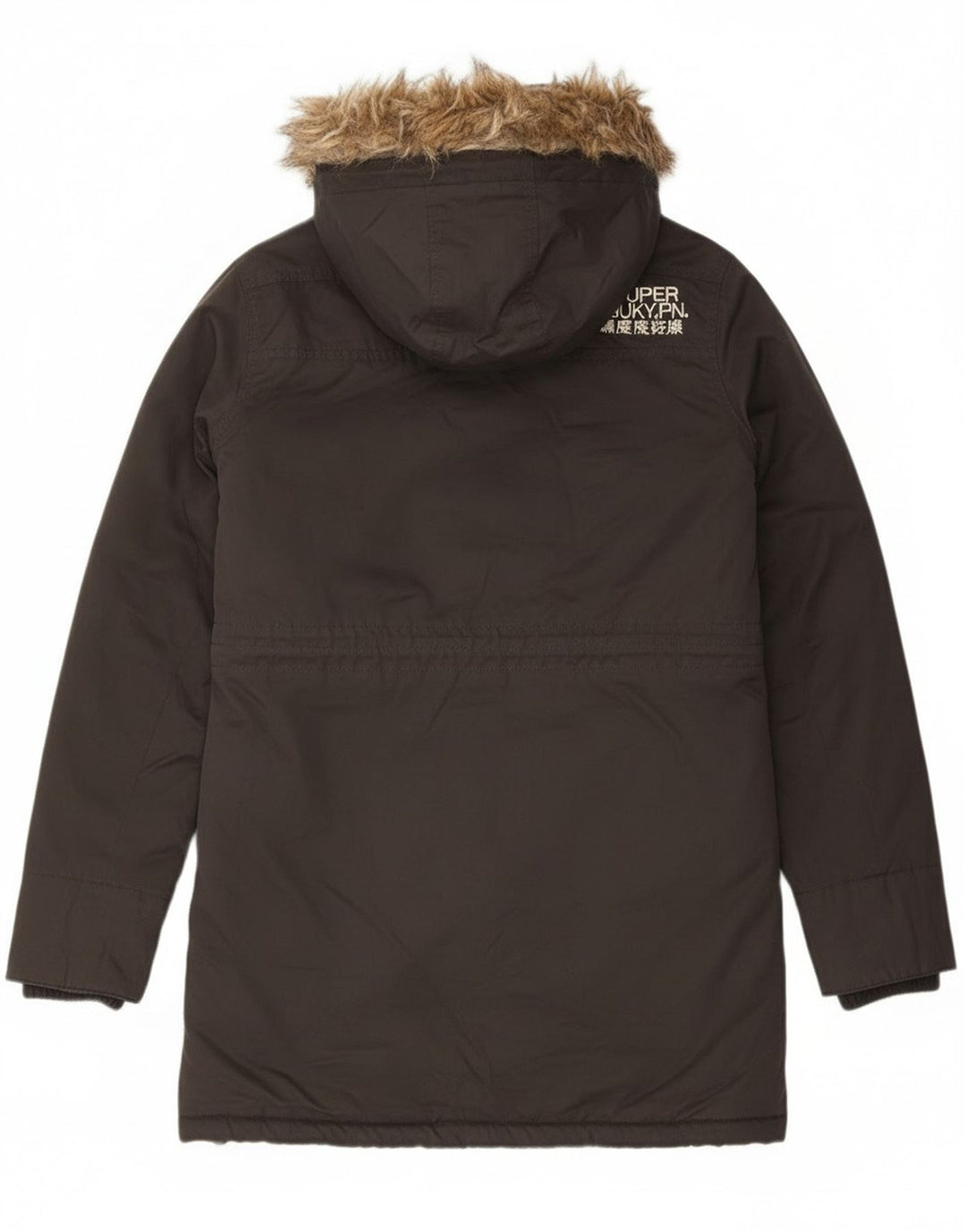 Superdry Herren-Parka mit grafischer Kapuze, UK 38, mittelgraues Polyester