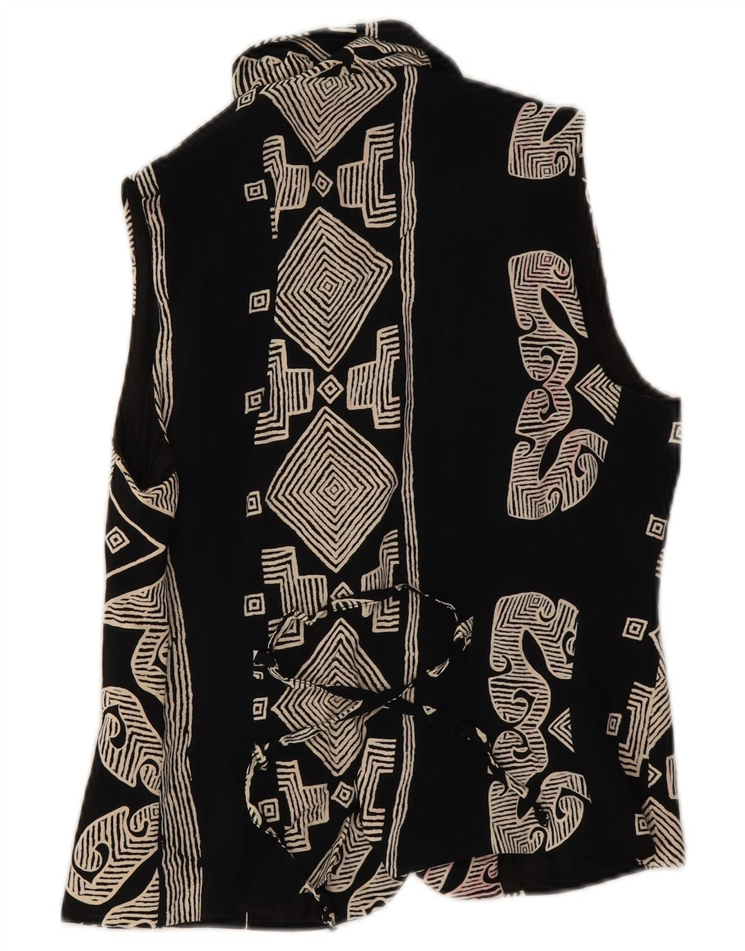 Vintage Damen Weste UK 8 Small Schwarz Geometrisch