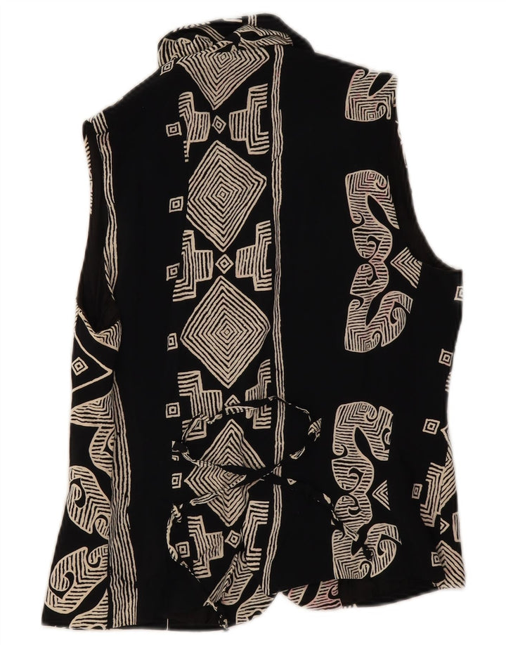 Vintage Damen Weste UK 8 Small Schwarz Geometrisch