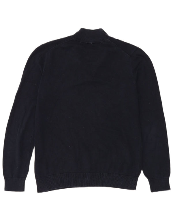 Crew Clothing Herren-Pullover mit Reißverschluss am Hals, mittlere marineblaue Baumwolle