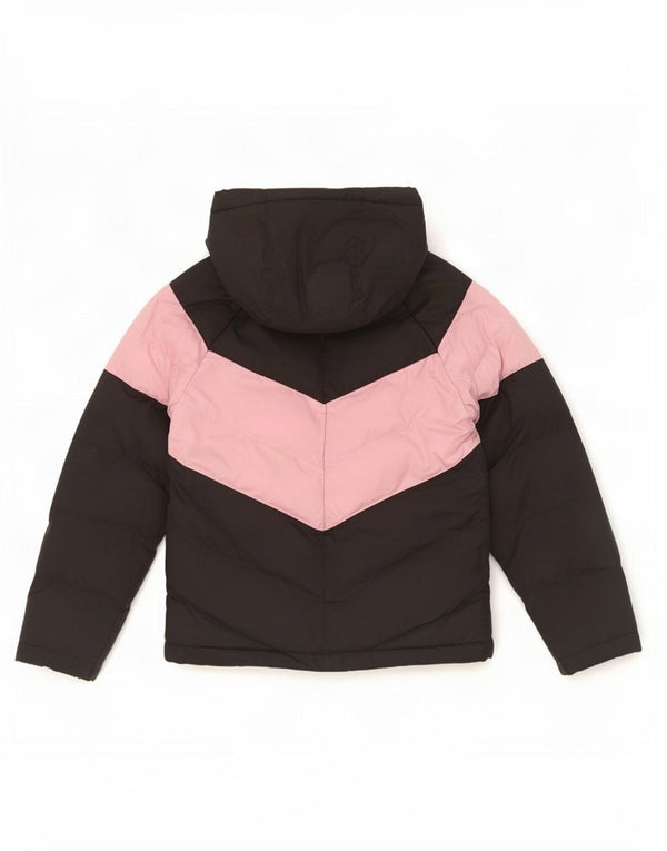 Nike Mädchen-Kapuzenjacke, gepolstert, 8–9 Jahre, Größe S, Schwarz, Colourblock-Polyester