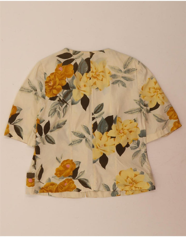 DELIA FERRARI Womens 5 Button Blazer Jacket IT 42 Medium Yellow Floral Vintage Delia Ferrari and Second-Hand Delia Ferrari from Messina Hembry 
