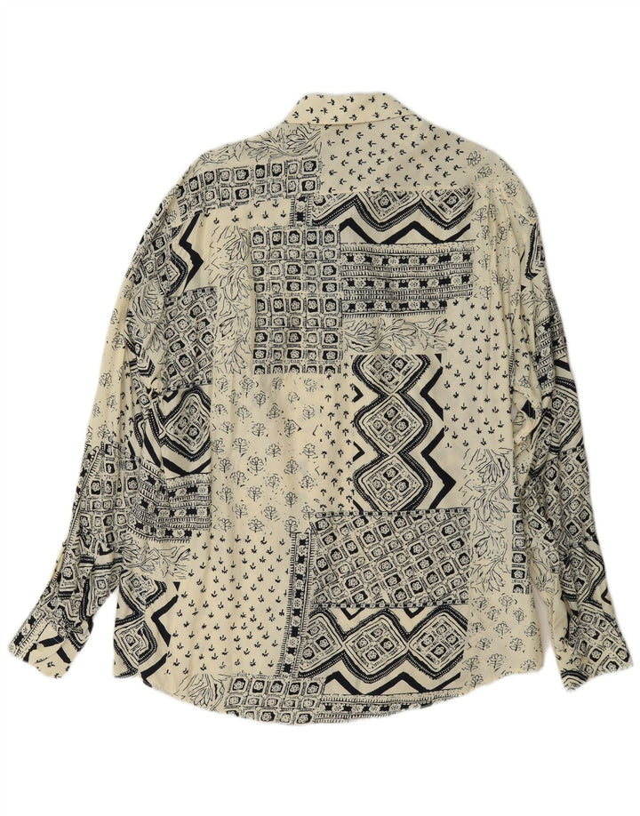 Ferrone Herren-Hemd, groß, gebrochenes Weiß, Patchwork-Viskose