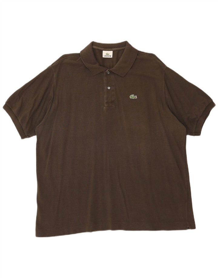 LACOSTE Herren Poloshirt Größe 7 2XL Khaki Baumwolle