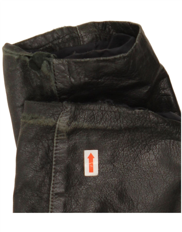Vintage Damen Crop Lederjacke IT 44 Medium Schwarz