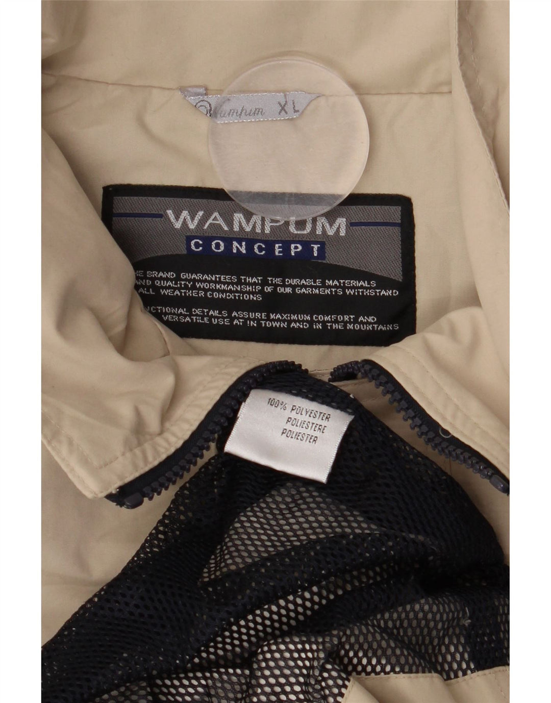 WAMPUM Herren-Regenjacke mit Kapuze, UK 42, XL, Beige, Polyester