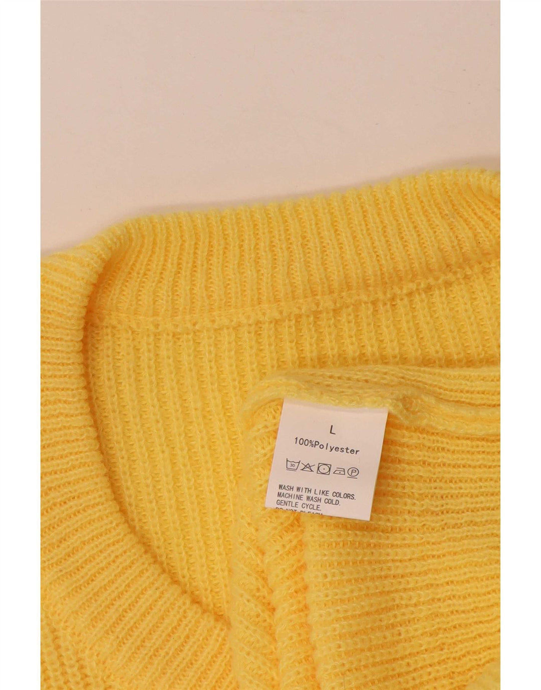 Vintage Damen V-Ausschnitt Pullover Pullover UK 16 Groß Gelb Polyester