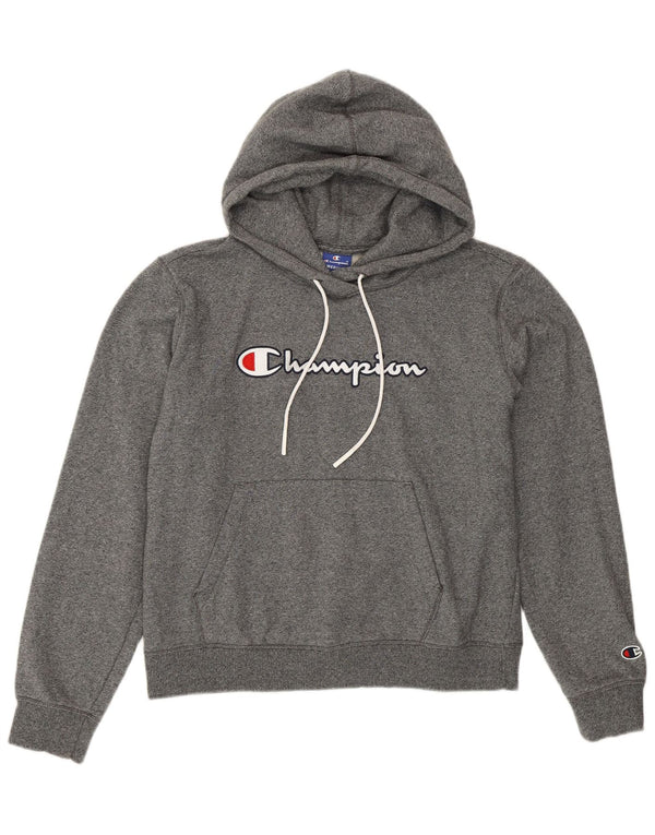 Champion Womens Graphic Hoodie Pullover UK 12 Mittelgrau meliert
