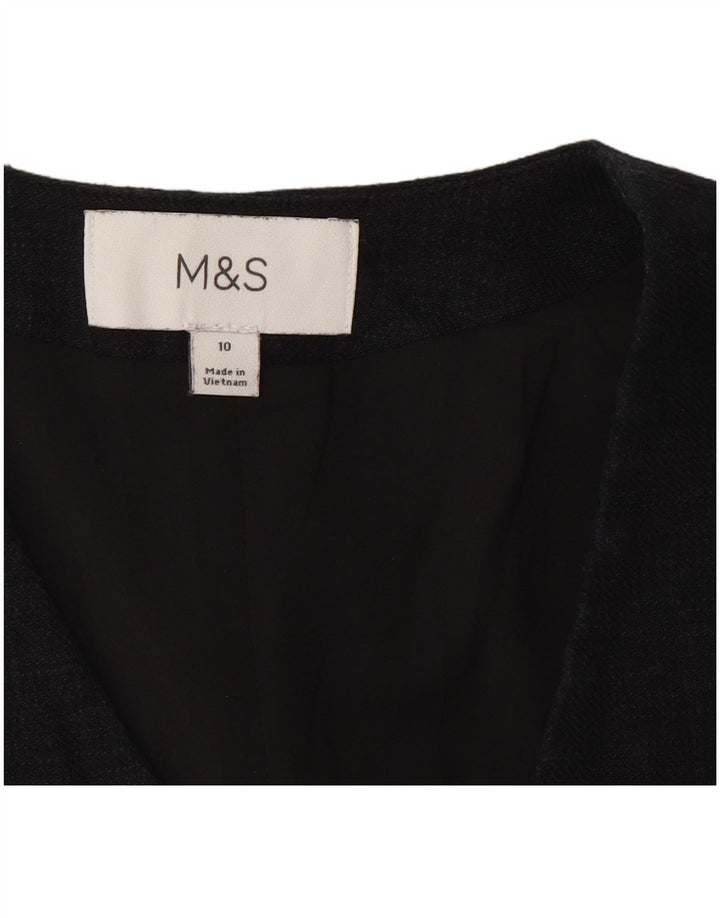 Marks & Spencer Damen Crop Weste UK 10 Small Schwarzes Leinen