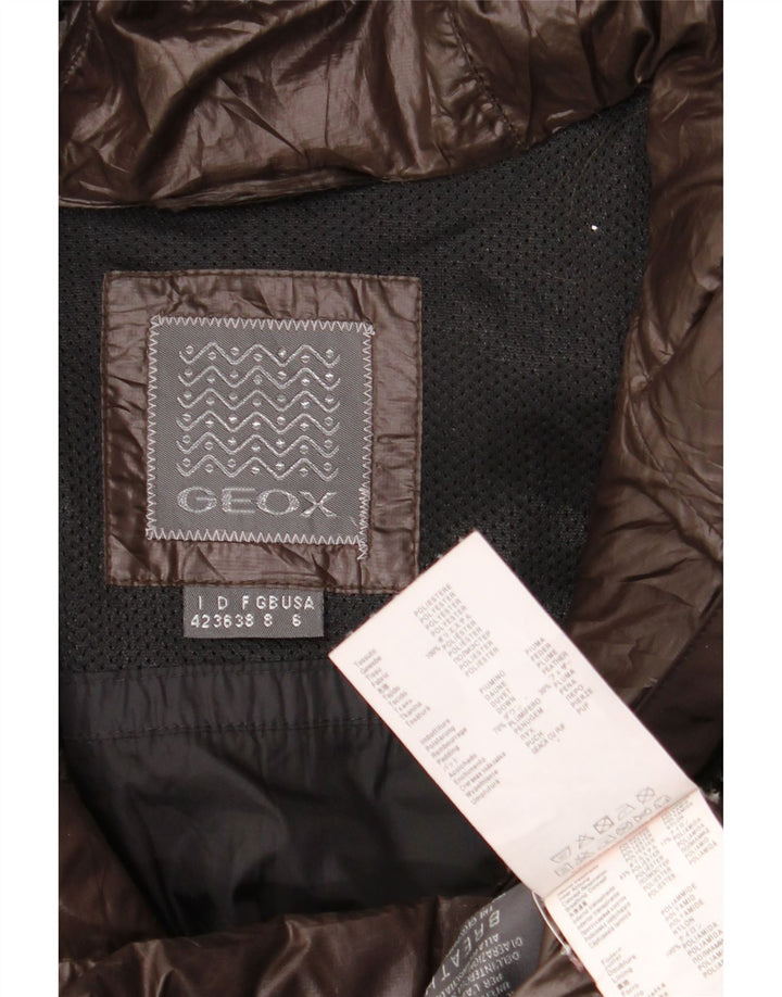 Geox Wattierte Damenjacke mit Kapuze, UK 8, Small, Braun, Colourblock-Polyester
