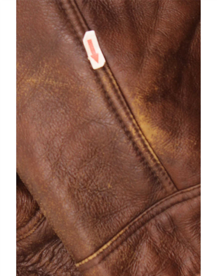 Vintage Herren Shearling Jacke IT 52 XL Braun Shearling