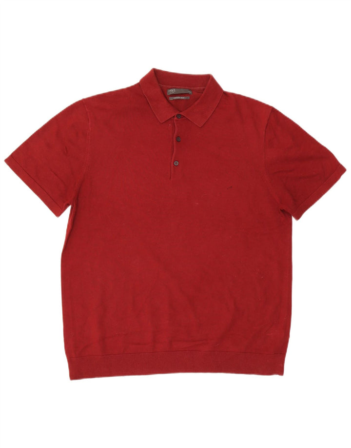Marks & Spencer Herren-Poloshirt, große rote Baumwolle
