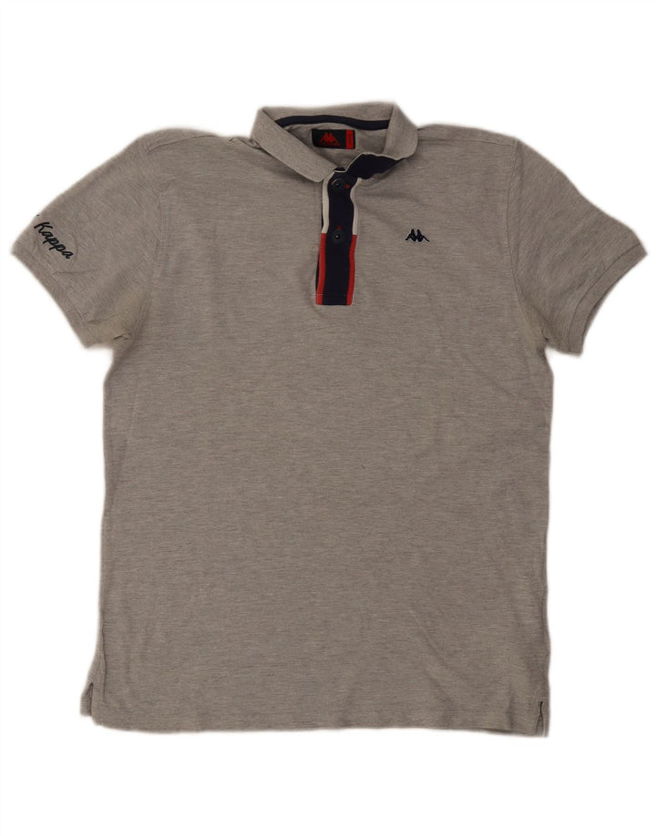 Kappa Herren-Poloshirt, groß, graue Colourblock-Baumwolle