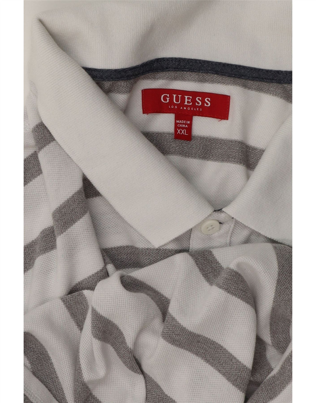 Guess Herren Poloshirt 2XL Weiß gestreift