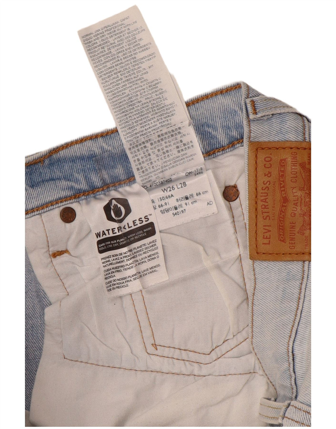 Levi's Damen 501 Straight Jeans W26 L28 Blaue Baumwolle
