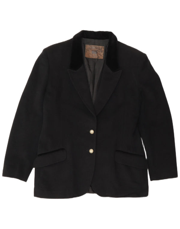 Vintage Damen 2-Knopf-Blazerjacke IT 48 XL Schwarze Wolle