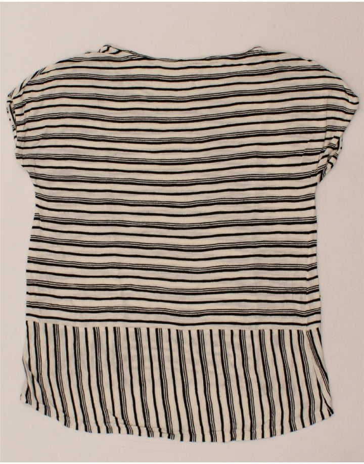 WHITE STUFF Womens T-Shirt Top UK 12 Medium  Black Striped Viscose Vintage White Stuff and Second-Hand White Stuff from Messina Hembry 