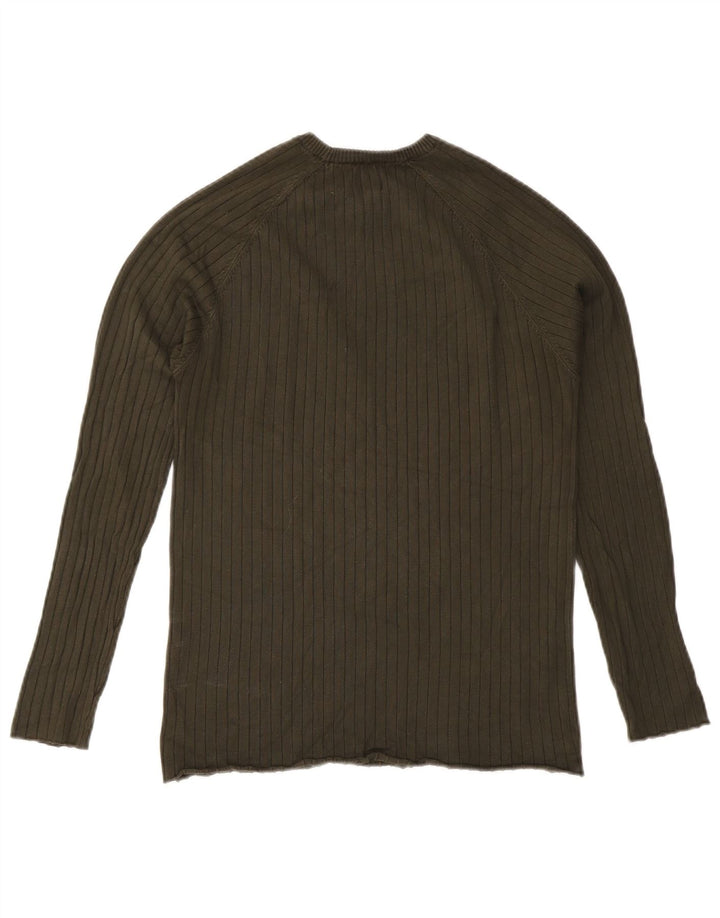 Zara Herren-Pullover mit Rundhalsausschnitt, groß, Khaki