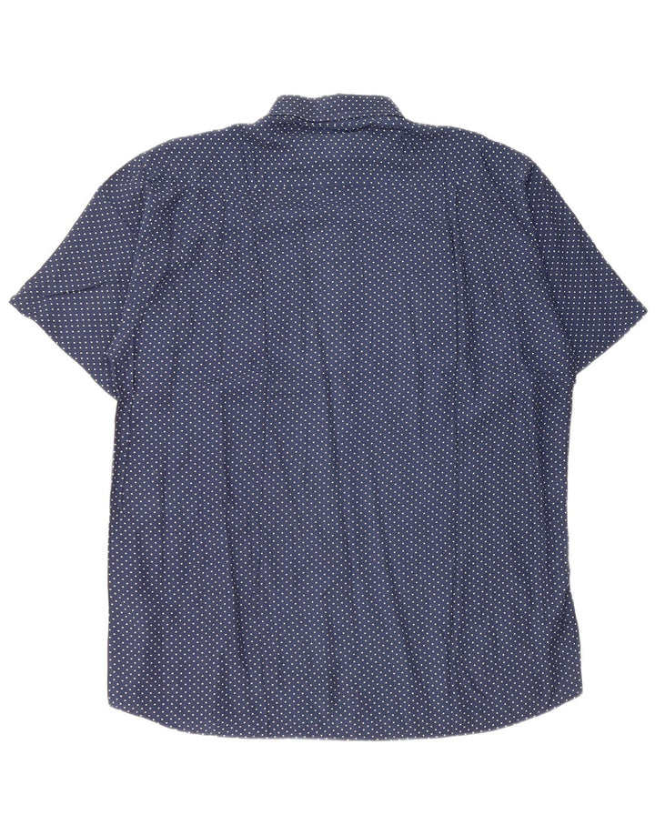 Cassera Mens Weekend Kurzarmhemd Größe 39 Mittel Marineblau gepunktet