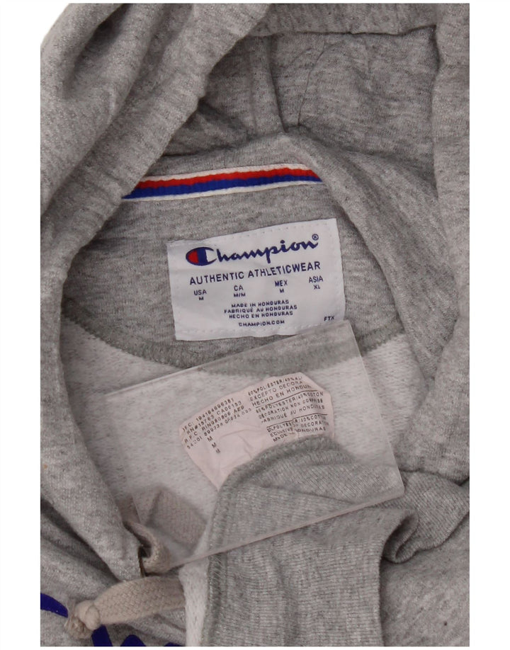 CHAMPION Womens Graphic Hoodie Jumper UK 14 Medium Grey Polyester