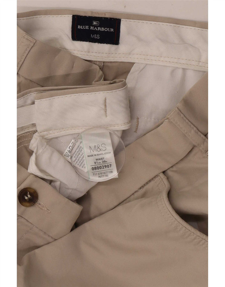 Marks & Spencer Herren Blue Harbor Chino Shorts W36 Large Beige Baumwolle