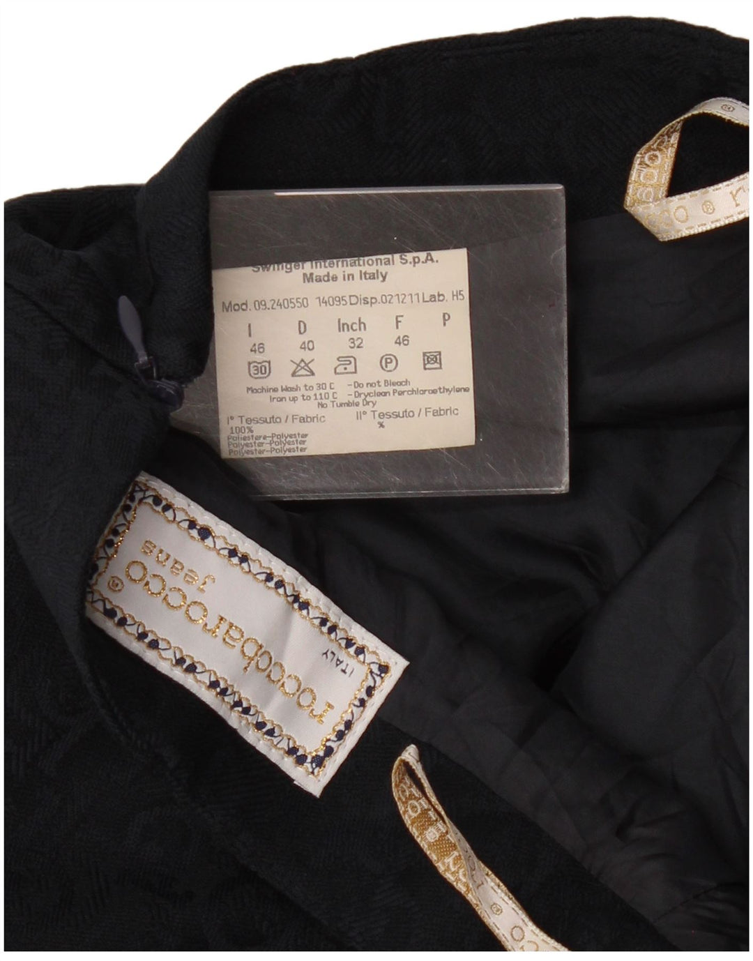 Roccobarocco Damen grafischer A-Linien-Rock IT 46 Large W30 Marineblau