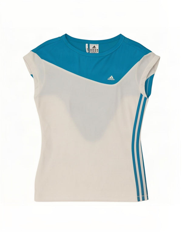 Adidas Damen Climacool T-Shirt Top UK 18 XL Weiß Colourblock Polyester