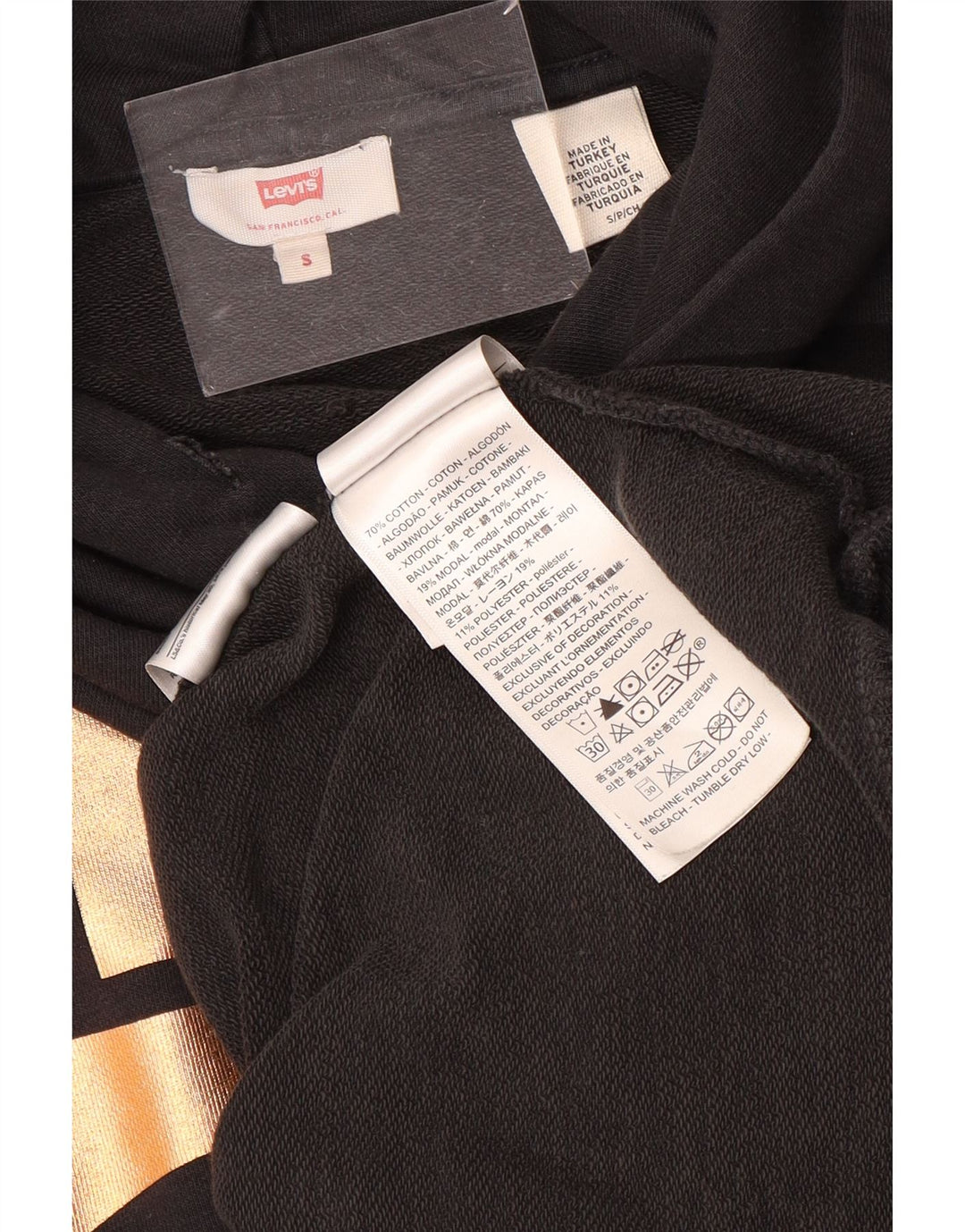 Levi's Herren-Kapuzenpullover mit Grafik, Größe S, schwarze Baumwolle