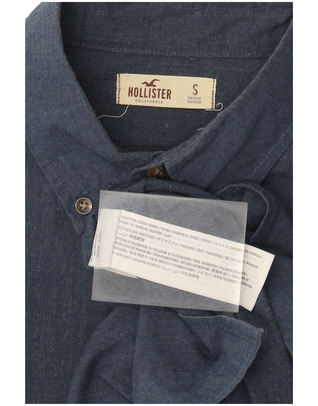 HOLLISTER Herrenhemd, klein, marineblau, Baumwolle