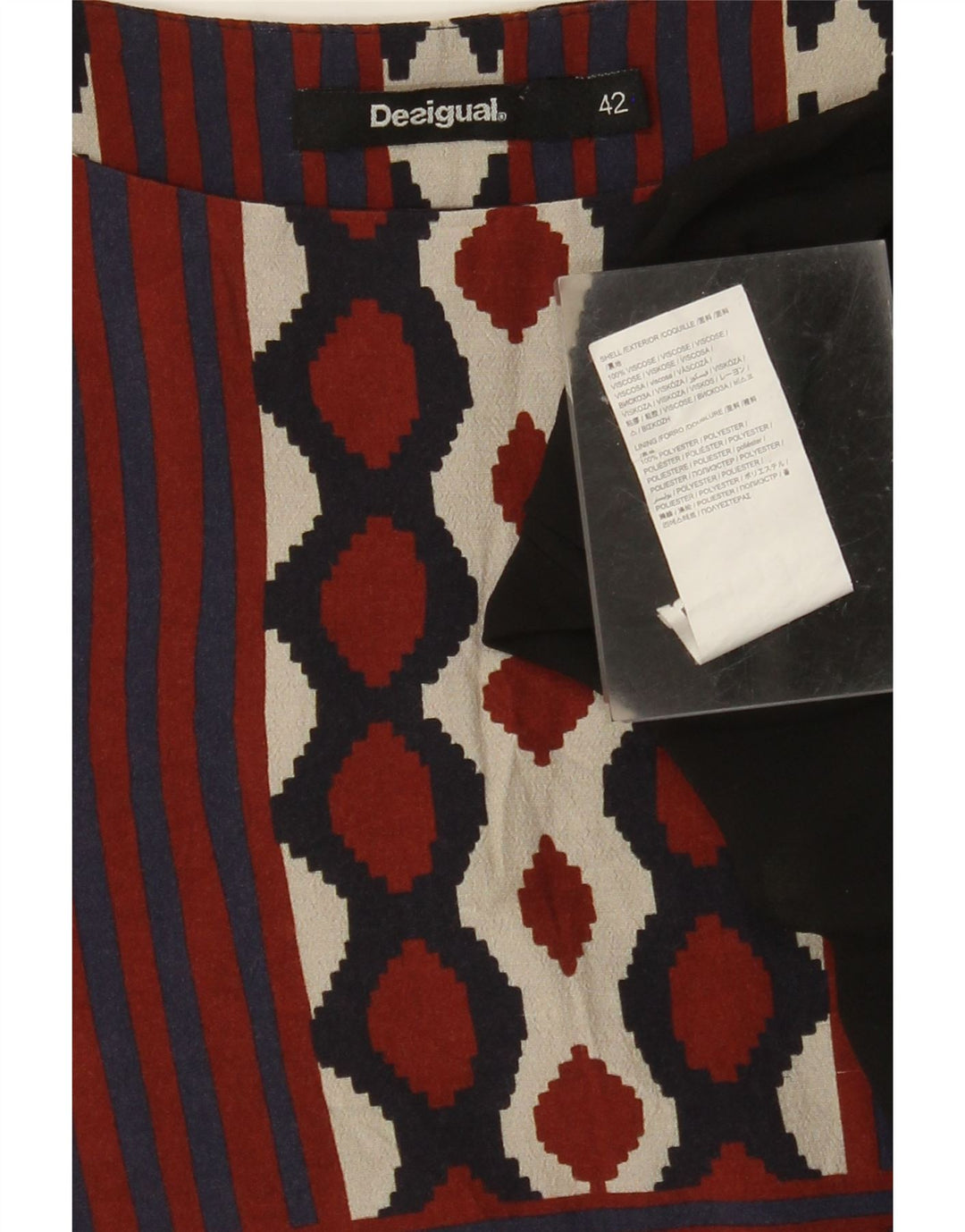 DESIGUAL Damen-A-Linien-Kleid, EU 42, groß, mehrfarbig, geometrisch