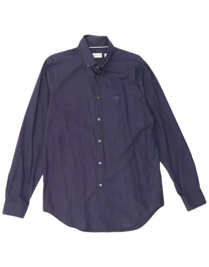 Lacoste Herren-Hemd mit normaler Passform, Größe 40, 15 1/2, mittelmarineblaue Baumwolle