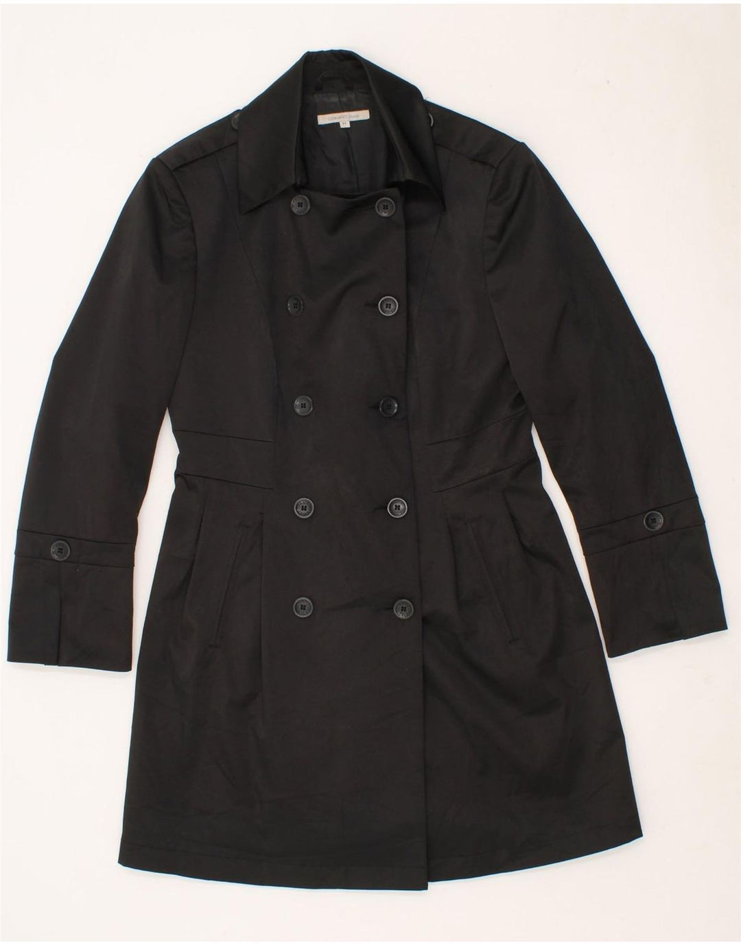 GERMANO ZAMA Womens Trench Coat UK 12 Medium Black Polyester Vintage Germano Zama and Second-Hand Germano Zama from Messina Hembry 