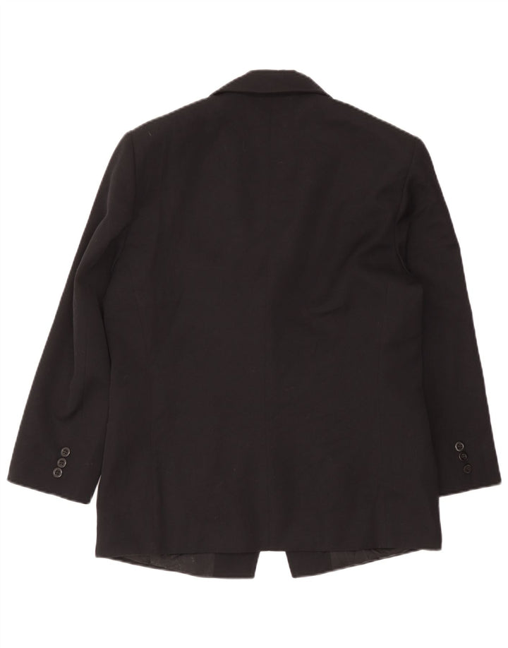 Marella Damen 1-Knopf-Blazer-Jacke, UK 14, große schwarze Wolle