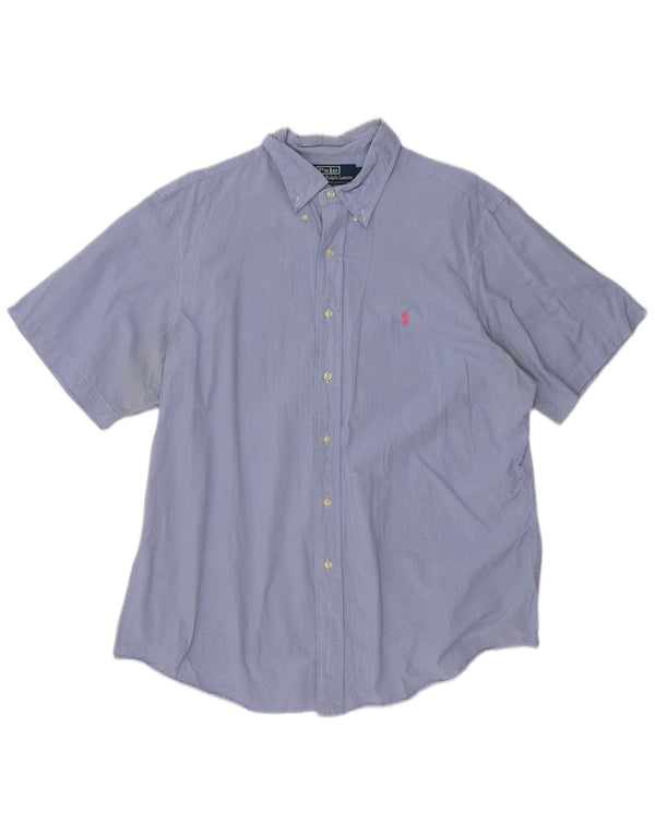 Polo Ralph Lauren Herren Kurzarmhemd Größe 17 43 XL Blue Gingham